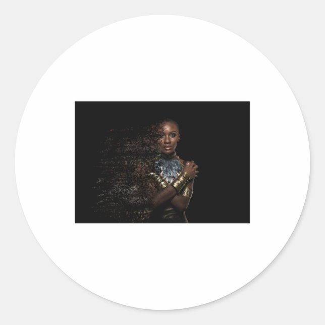 Adesivo Redondo Vinheta de Dispersão de Rainha Negra (Frente)