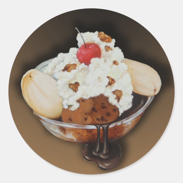 Adesivo Redondo Vinheta de Divisão de Banana (Frente)