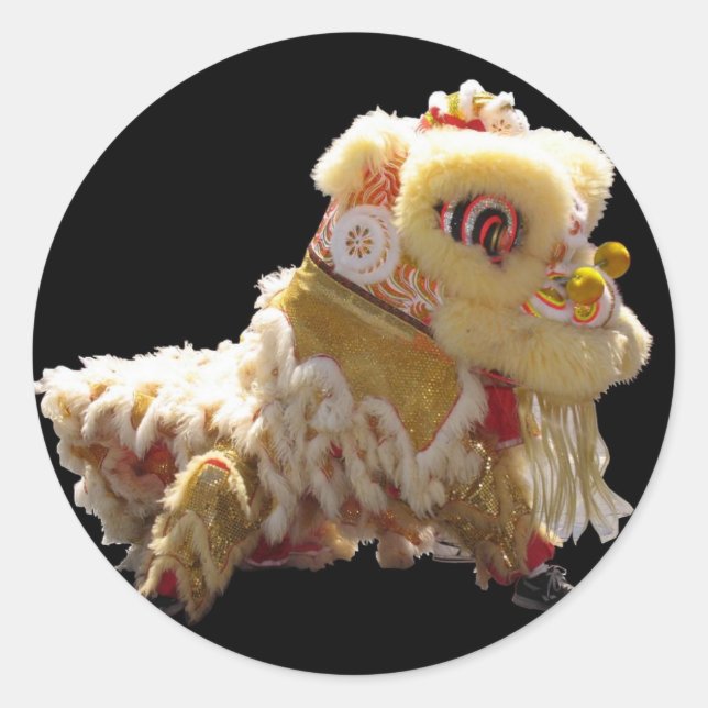 Adesivo Redondo Vinheta de Dragão Chinês (Frente)
