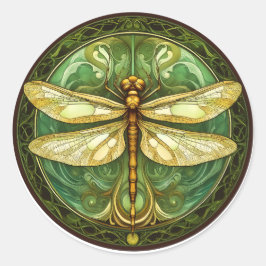 Adesivo Redondo Vinheta de Dragonfly de Vidro ornamentado