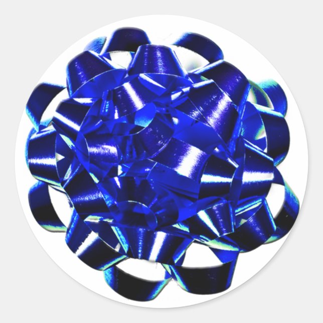 Adesivo Redondo Vinheta de embalagem de Natal de Arco azul (Frente)