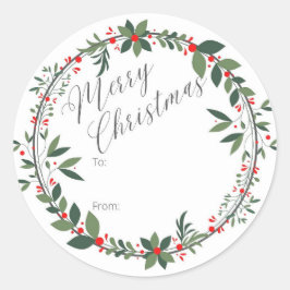 Adesivo Redondo Vinheta de embrulho de presente de Natal
