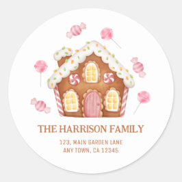 Adesivo Redondo Vinheta de endereço de doce de Natal bonito