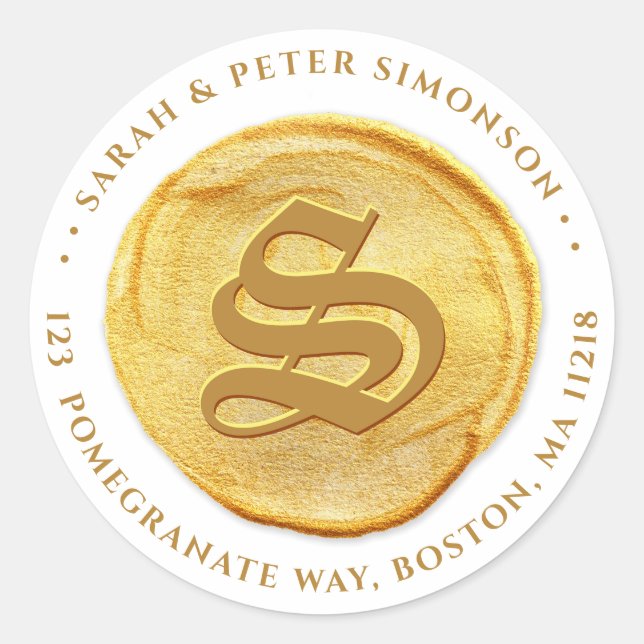 Adesivo Redondo Vinheta de endereço de retorno monograma (Frente)