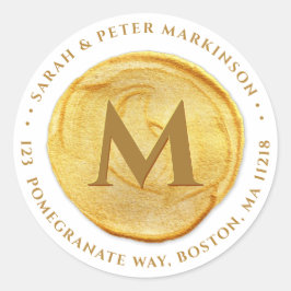Adesivo Redondo Vinheta de endereço de retorno monograma