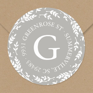 Adesivo Redondo Vinheta de Endereço Russo do Monograma