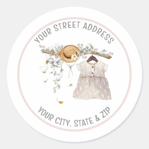 Adesivo Redondo Vinheta de Endereços de Baby Girl Return