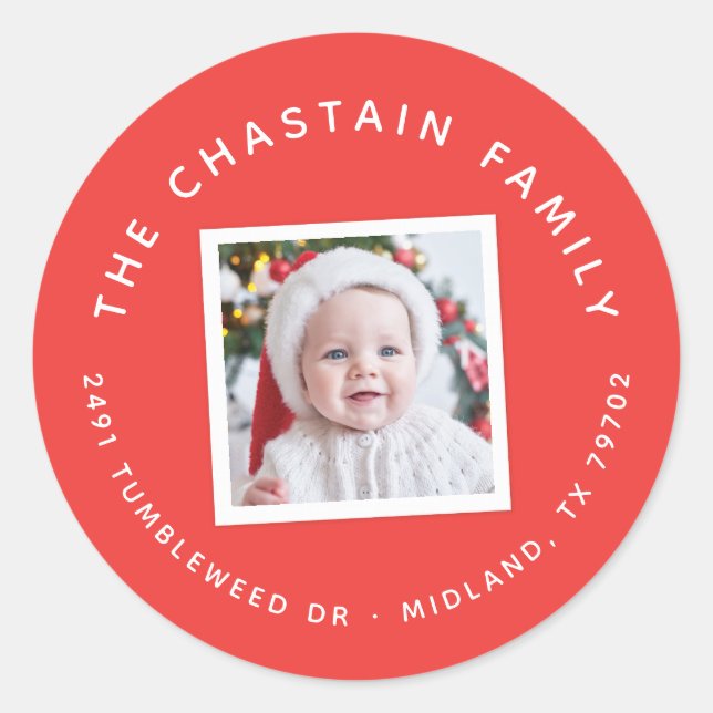 Adesivo Redondo Vinheta de Endereços de Natal (Frente)