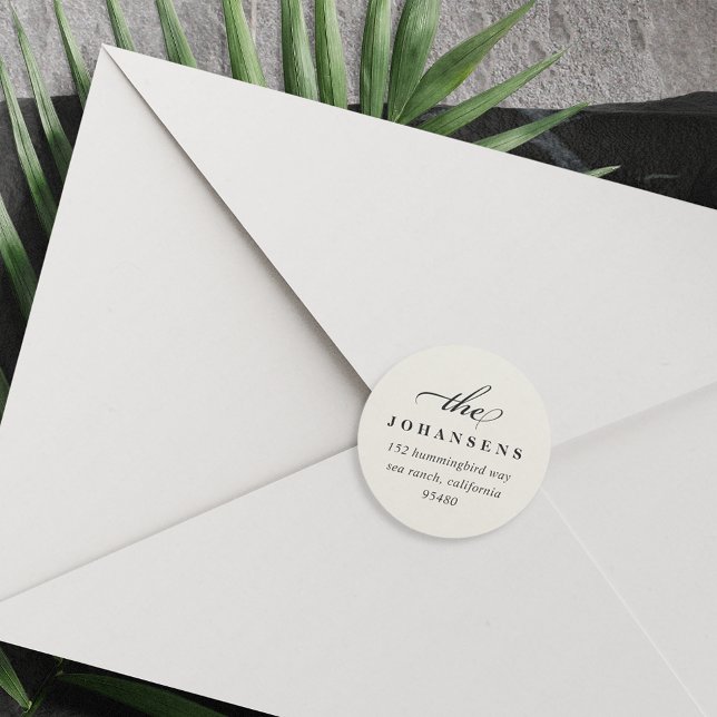 Adesivo Redondo Vinheta de Endereços de Retorno de Simplicidade |  (Criador carregado)