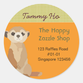 Adesivo Redondo Vinheta de Endereços de Retorno Meerkat