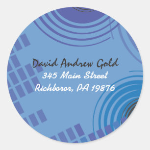 Adesivo Redondo Vinheta de Endereços de Retorno Rock n Roll Round