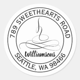 Adesivo Redondo Vinheta de Endereços Redondos de Casamentos de Cal