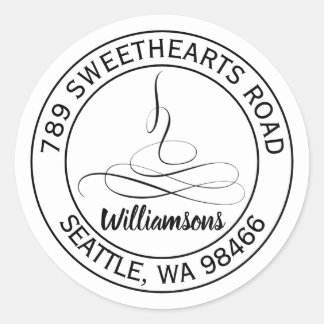 Adesivo Redondo Vinheta de Endereços Redondos de Casamentos de Cal
