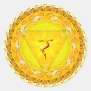 Adesivo Redondo Vinheta de energia, fogo, força, Sun Chakra