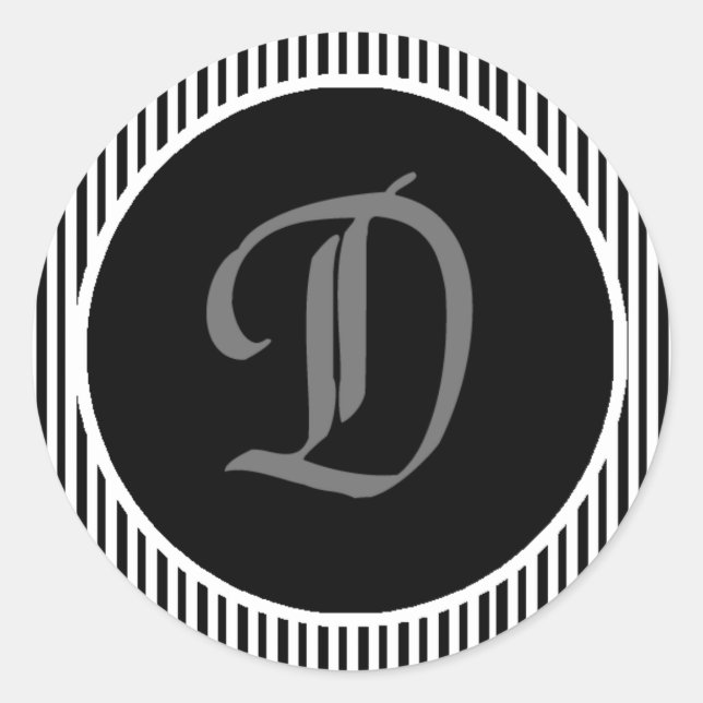 Adesivo Redondo Vinheta de Envelope de Casamento D Monograma (Frente)