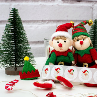 Adesivo Redondo Vinheta de Envelope de Natal para Papais noeis bon