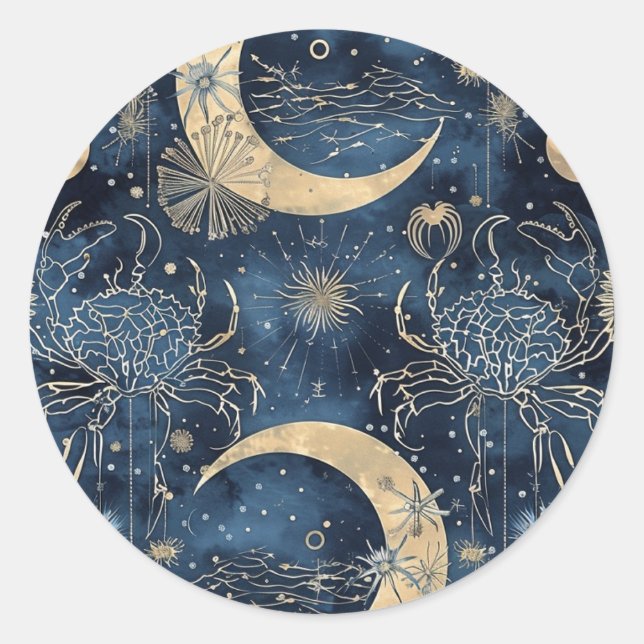 Adesivo Redondo Vinheta de Envelope de Sinal Zodíaco de Cancer Per (Frente)