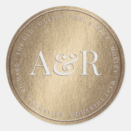 Adesivo Redondo Vinheta de envelope Dourado com monograma