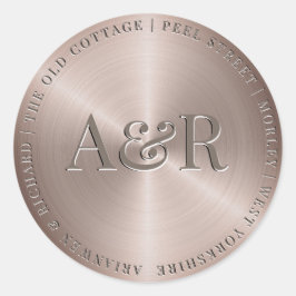 Adesivo Redondo Vinheta de envelope Dourado de bronze com monogram