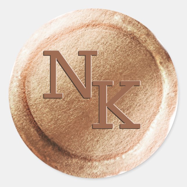 Adesivo Redondo Vinheta de Envelope inicial de cera de folha de co (Frente)