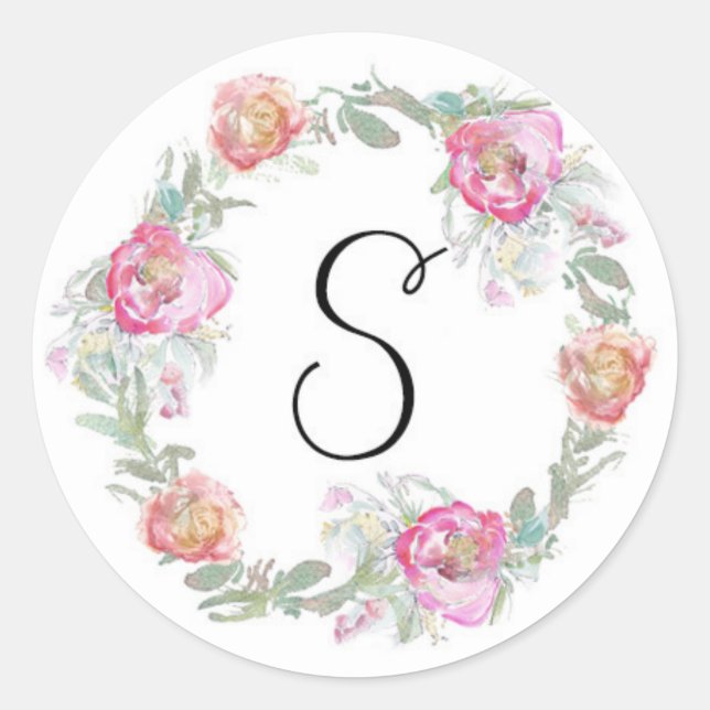 Adesivo Redondo Vinheta de envelope monograma (Frente)