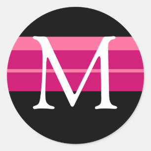 Adesivo Redondo Vinheta de envelopes brancos cor-de-rosa preto mon