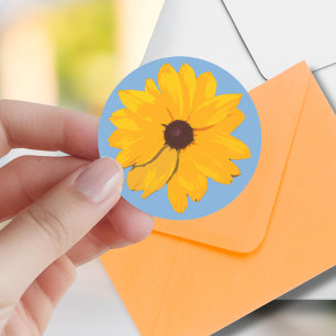 Adesivo Redondo Vinheta de envelopes brilhante e alegre da flor am