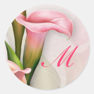 Adesivo Redondo Vinheta de envelopes Calla Lily Pink