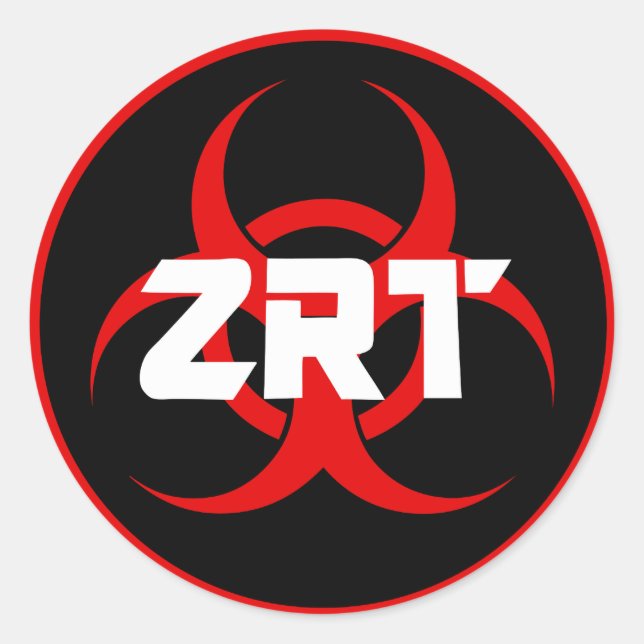 Adesivo Redondo Vinheta de Equipe de Resposta Zombie (Frente)