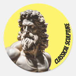 Adesivo Redondo Vinheta de escultura Zeus Clássica