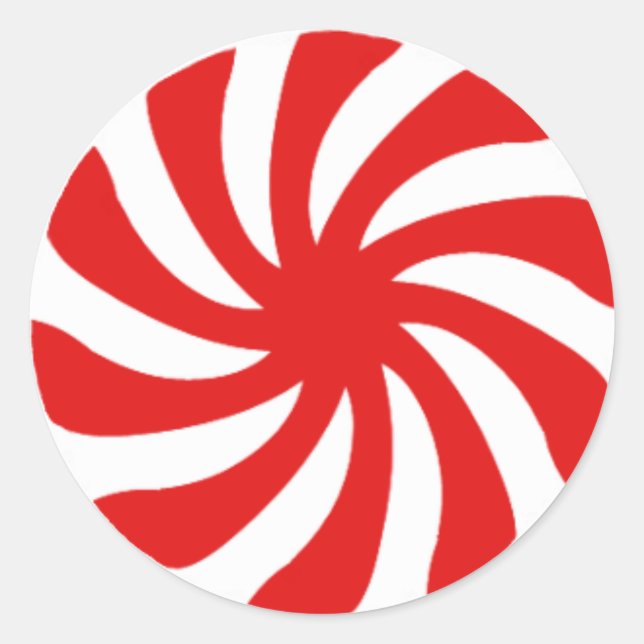 Adesivo Redondo Vinheta de espiral doce de menta-pimenta de Natal (Frente)