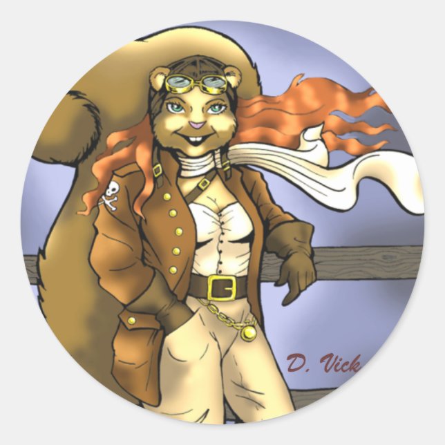 Adesivo Redondo Vinheta de Esquilo Voador (Frente)