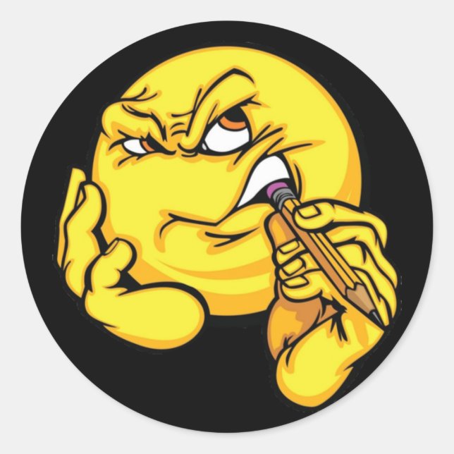 Adesivo Redondo Vinheta de Expressão de Pensamento de Cartoon (Frente)