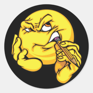 Adesivo Redondo Vinheta de Expressão de Pensamento de Cartoon