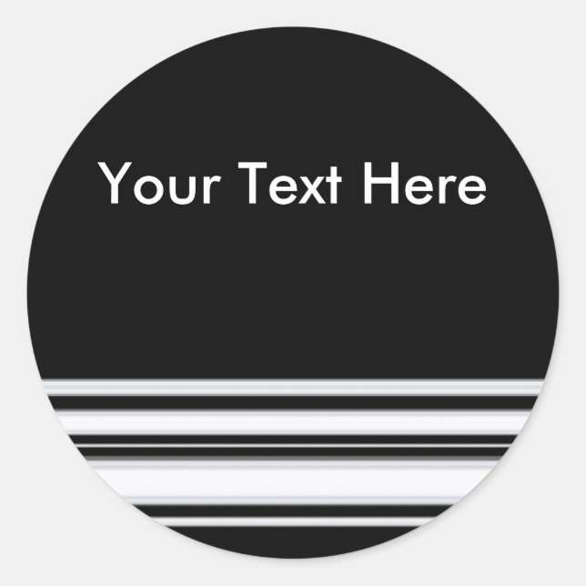 Adesivo Redondo Vinheta de faixas brancas e pretas (Frente)