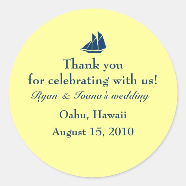 Adesivo Redondo Vinheta de favor de casamento (Frente)