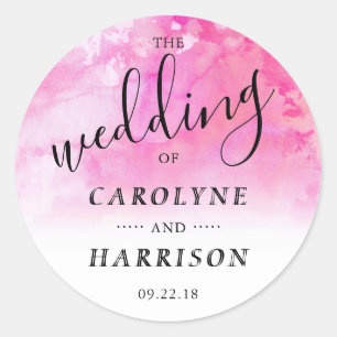 Adesivo Redondo Vinheta De Favor De Casamento De Cor De Água Do O