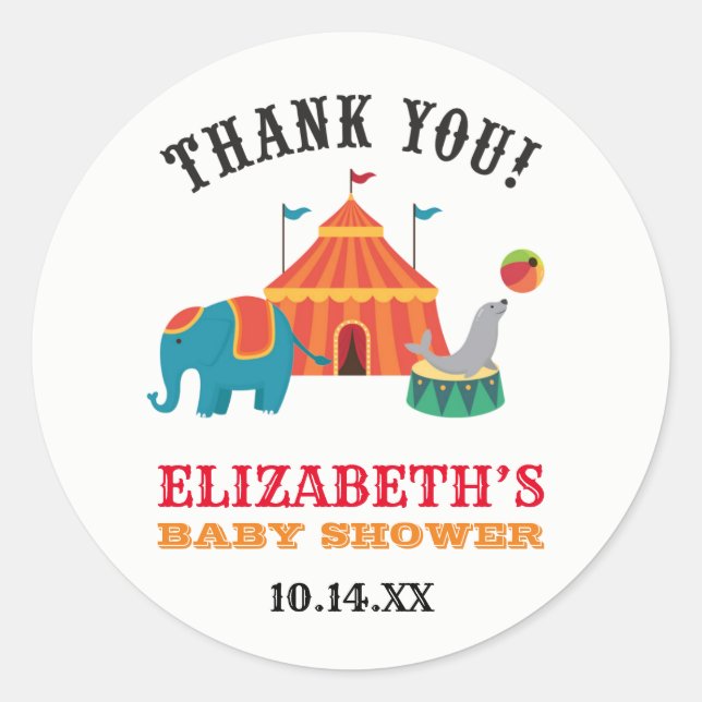 Adesivo Redondo Vinheta de Favor de Circo (Frente)