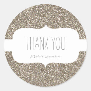 Adesivo Redondo Vinheta de Favor de Festa de aniversário Branca Do