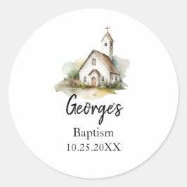 Adesivo Redondo Vinheta de Favor do Batismo Moderno