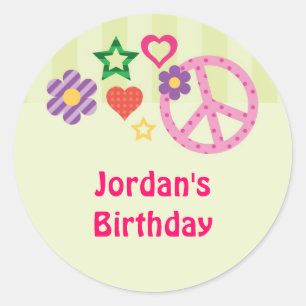 Adesivo Redondo Vinheta de Favor do Groovy Retro