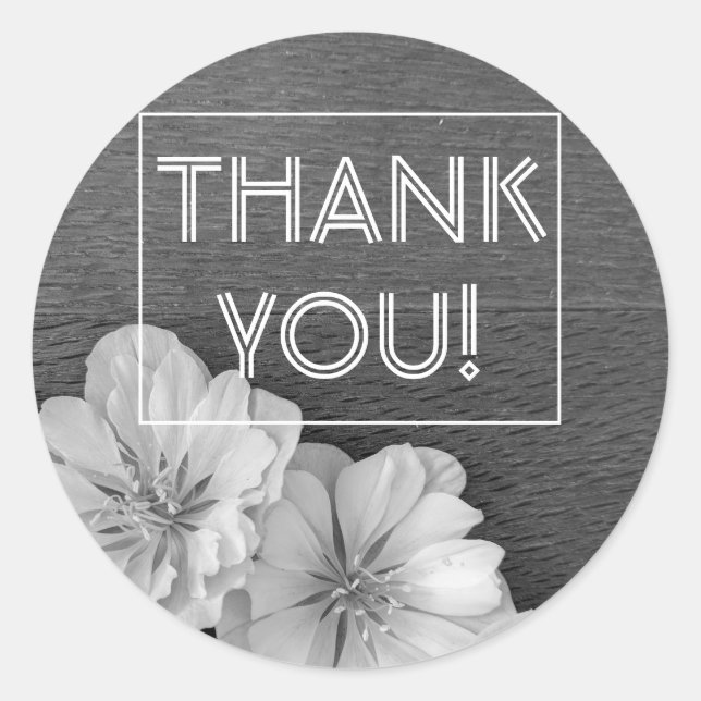 Adesivo Redondo Vinheta de Favor do Jardim B & W (Frente)