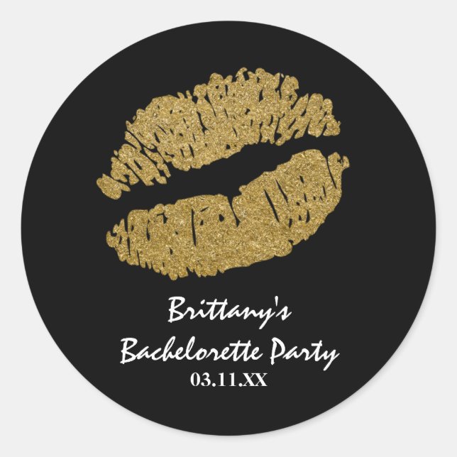 Adesivo Redondo Vinheta de Favor do Partido Beijo de Lábios de Faa (Frente)