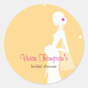 Adesivo Redondo Vinheta De Favor Elegante/Envelope Seal-Mostarda