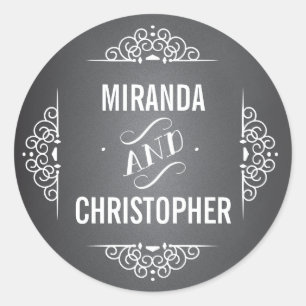 Adesivo Redondo Vinheta de Favor Personalizada do Quadro de Amor E