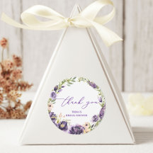 Vinheta de Favor Redonda Floral Roxa