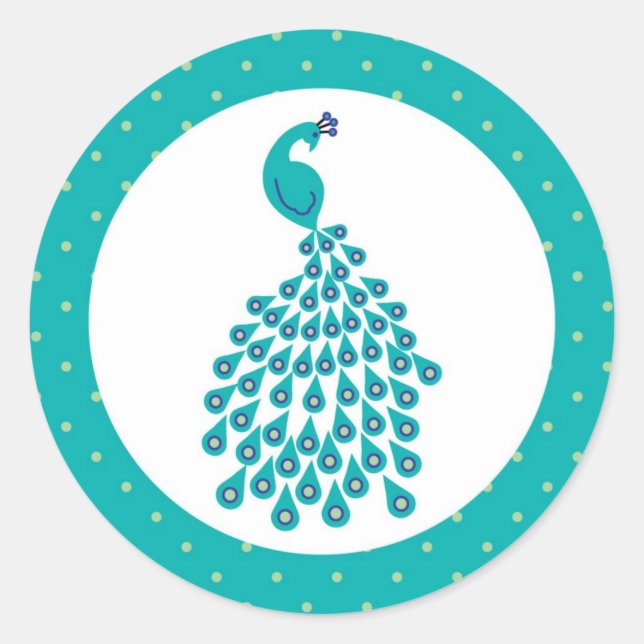 Adesivo Redondo Vinheta de fecho de Envelope Peacock (Frente)