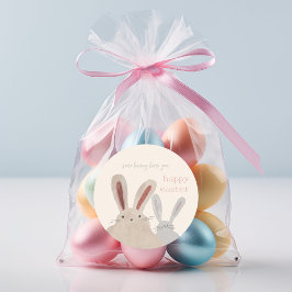 Adesivo Redondo Vinheta de Felz pascoa de coelho bonito