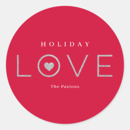 Adesivo Redondo Vinheta de Feriado de Coração EDITÁVEL Joyful