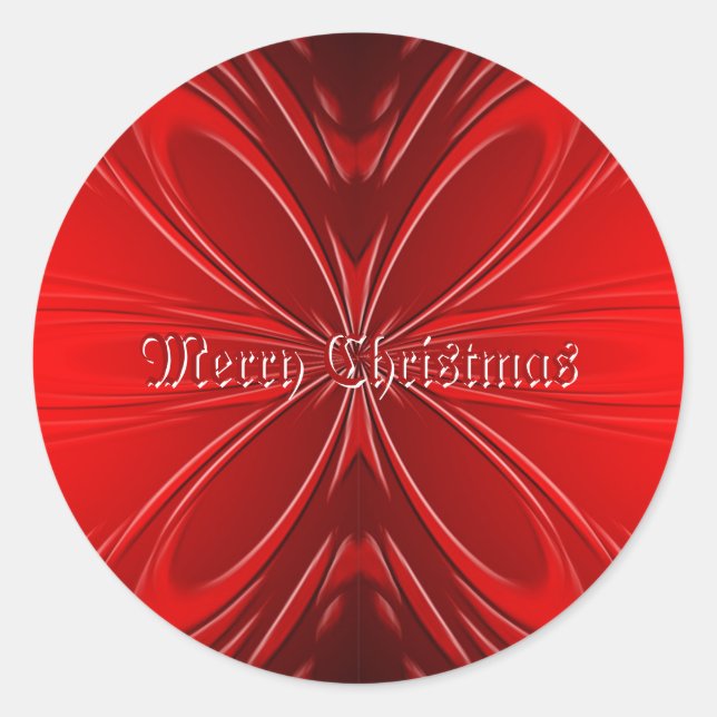 Adesivo Redondo Vinheta de Feriado Floral Vermelho (Frente)